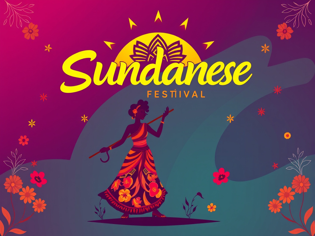 modern sundanese cultural festival, vibrant colors, corporate design