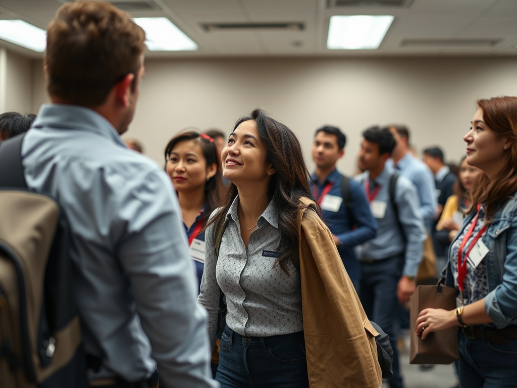 People participating in an earthquake drill, practicing evacuation procedures, corporate style
