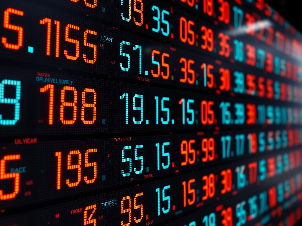 a digital screen displaying fluctuating streaming numbers, with a sense of complexity, corporate design