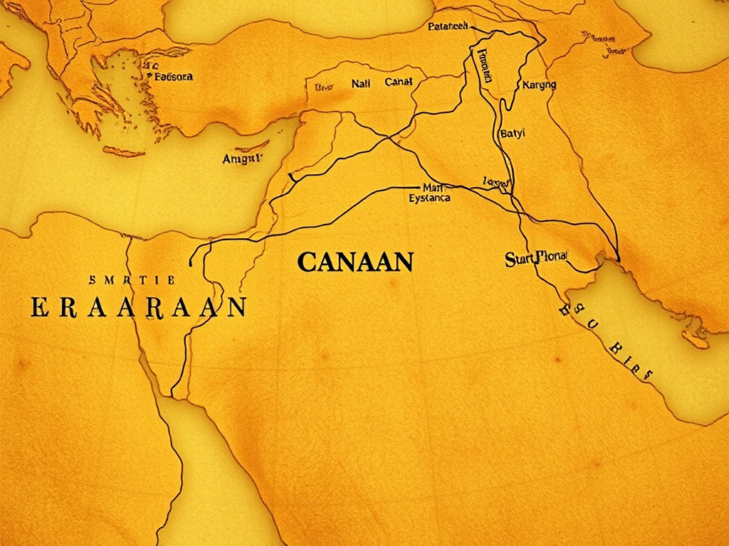 Ancient map of the Middle East, highlighting Canaan with a subtle, modern corporate design aesthetic