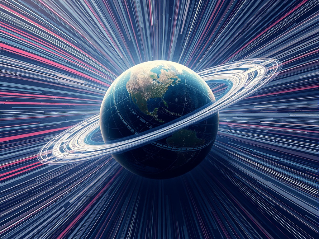 Abstract representation of spacetime warping around a massive object, corporate style
