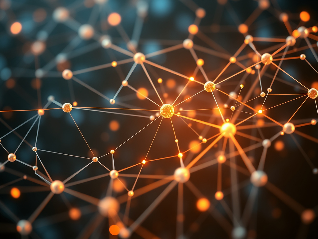 a network of interconnected nodes representing artificial neural networks, with flowing data streams