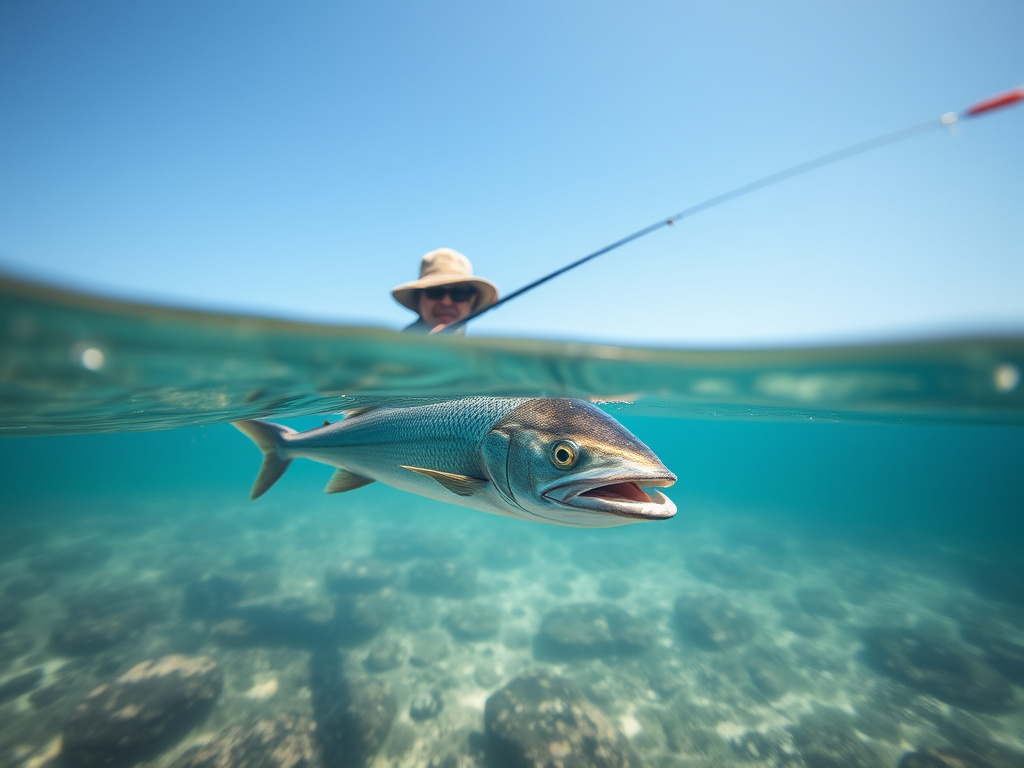 a close-up of a Bajo fisherman skillfully spearfishing in clear, shallow water