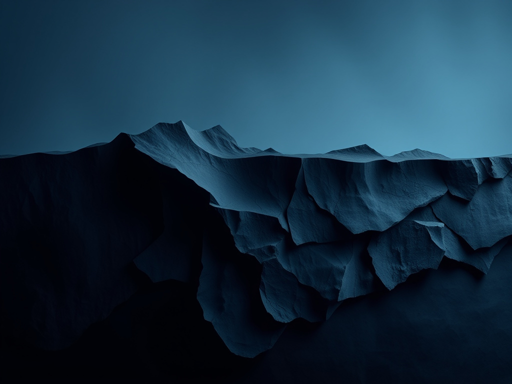 Abstract representation of tectonic plates shifting beneath the Earth's surface, use dark blues and greys, corporate style