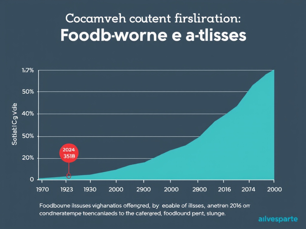 a graph illustrating the rise and fall of a foodborne illness outbreak, with a focus on the source of contamination