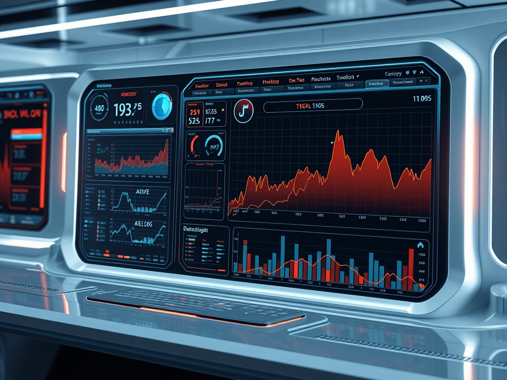 a sleek, futuristic interface displaying complex temporal data and visualizations