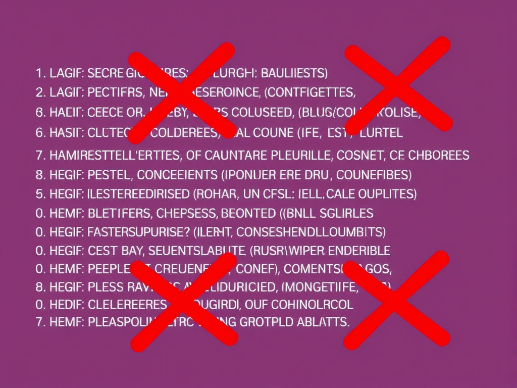 a list of chemical ingredients commonly found in cosmetics with red 'x' marks over them, corporate style