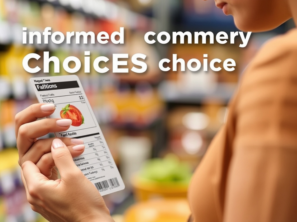 A person carefully reading the label of a food product, emphasizing informed consumer choices, corporate visual style