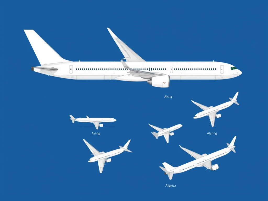 a detailed illustration of different airplane wing configurations, corporate design