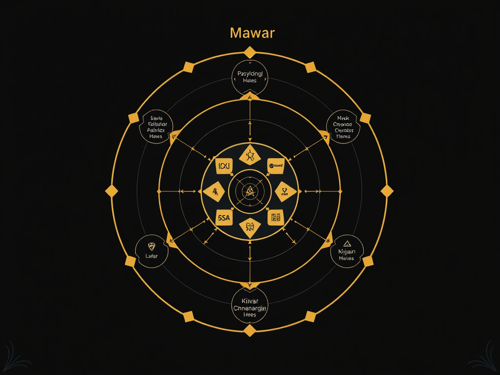 a psychological diagram illustrating the archetypal roles of Mawar, Angsa, and Kijang, connecting them to universal themes and human desires, corporate design