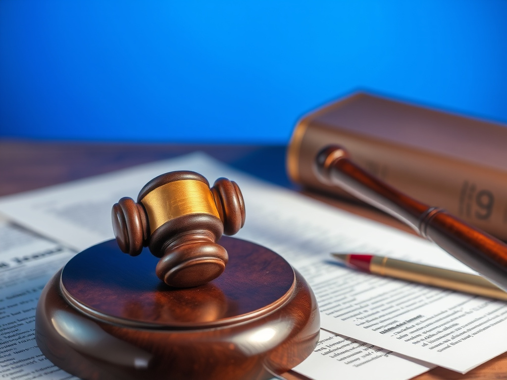 a gavel resting on legal documents related to copyright and intellectual property