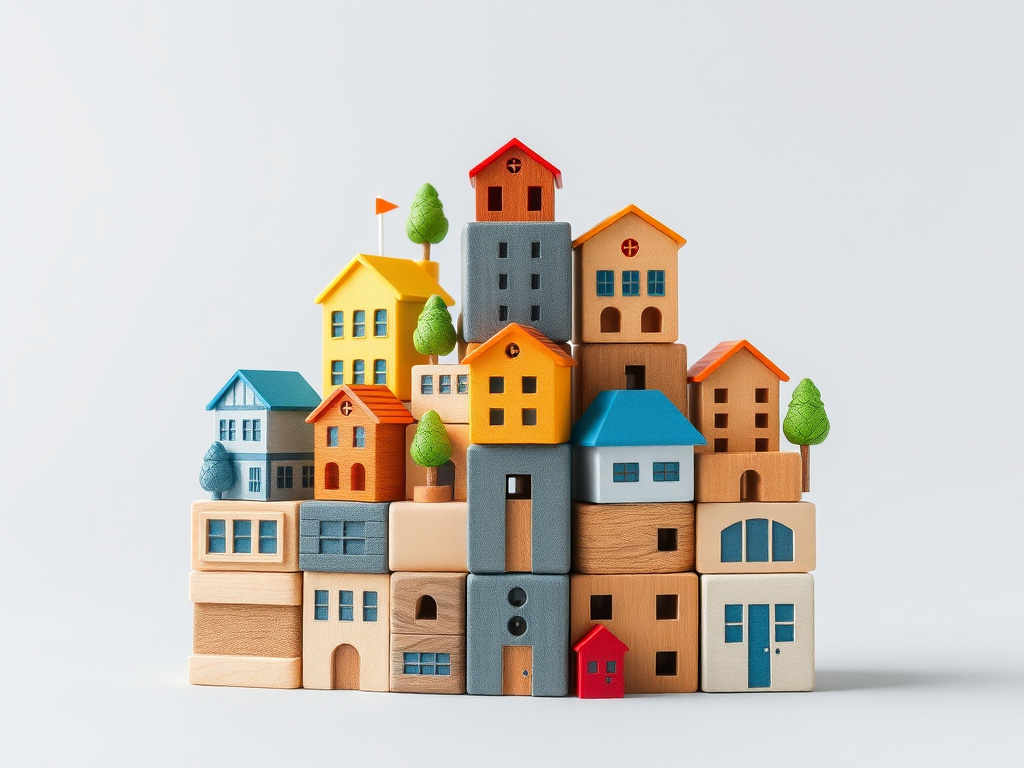 a diverse portfolio of assets represented as interconnected building blocks, symbolizing stability and growth