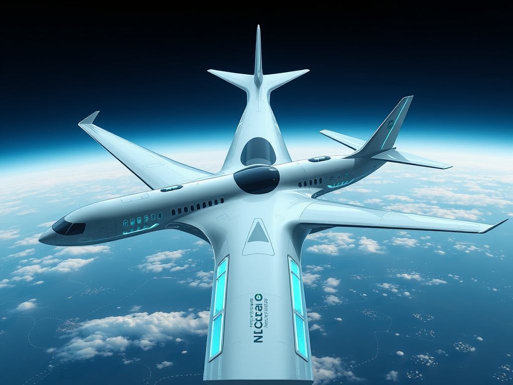 a futuristic airplane design incorporating sustainable technologies and advanced AI systems, sleek and modern, corporate design