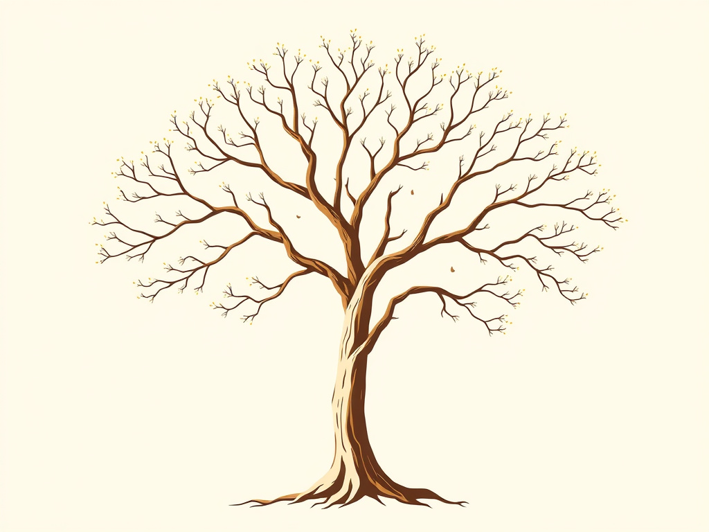 a subtle illustration of a family tree with a significantly reduced number of branches at a specific point, corporate design
